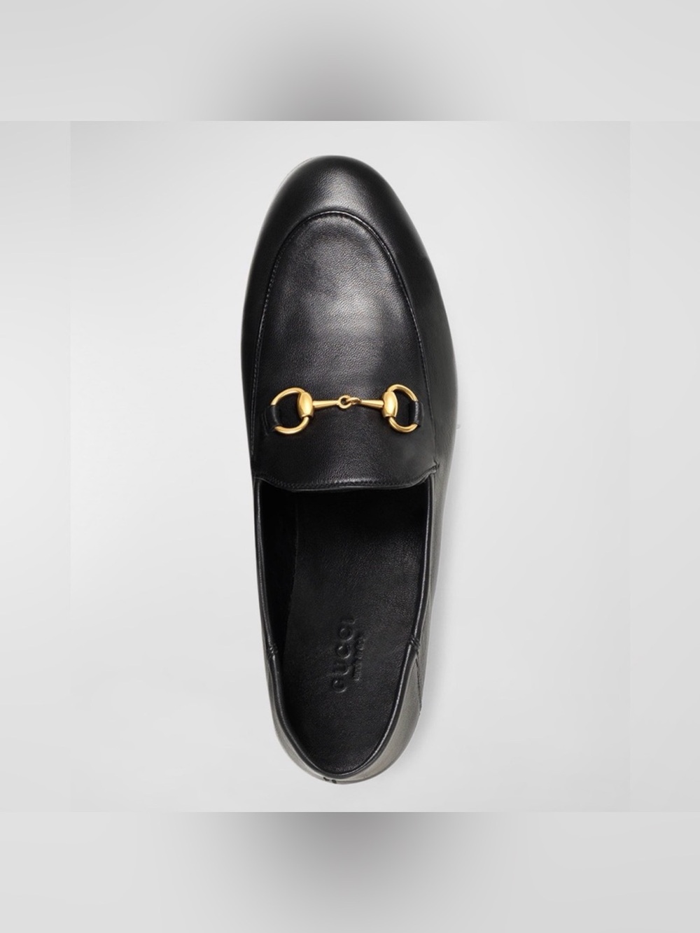 Gucci Brixton Leather Loafer with Gold Horsebit in Black